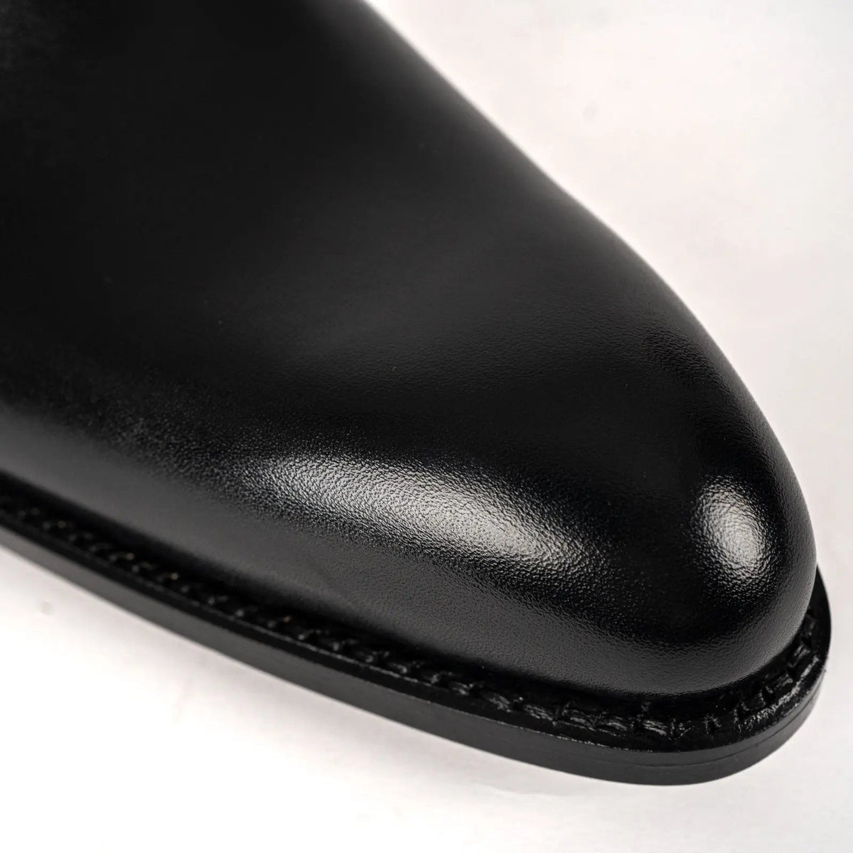 Black Plain-Toe Cow Leather Monk Shoes
