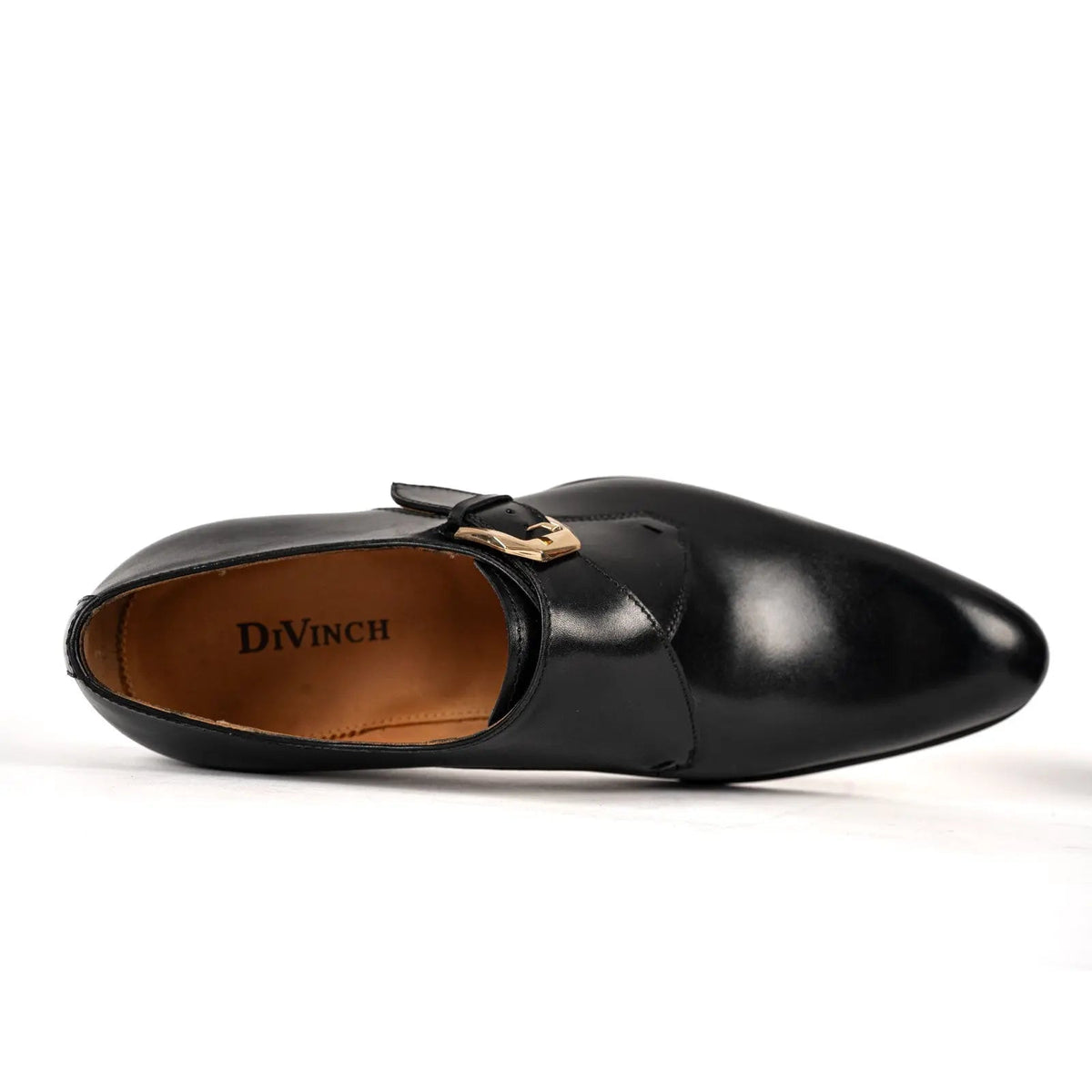 Black Plain-Toe Cow Leather Monk Shoes
