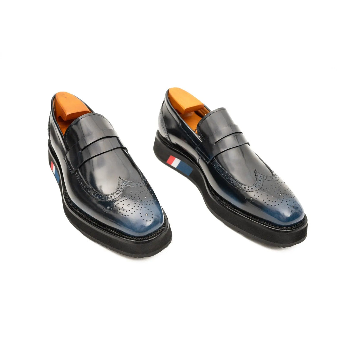 Blue Platform Calf Leather Loafers