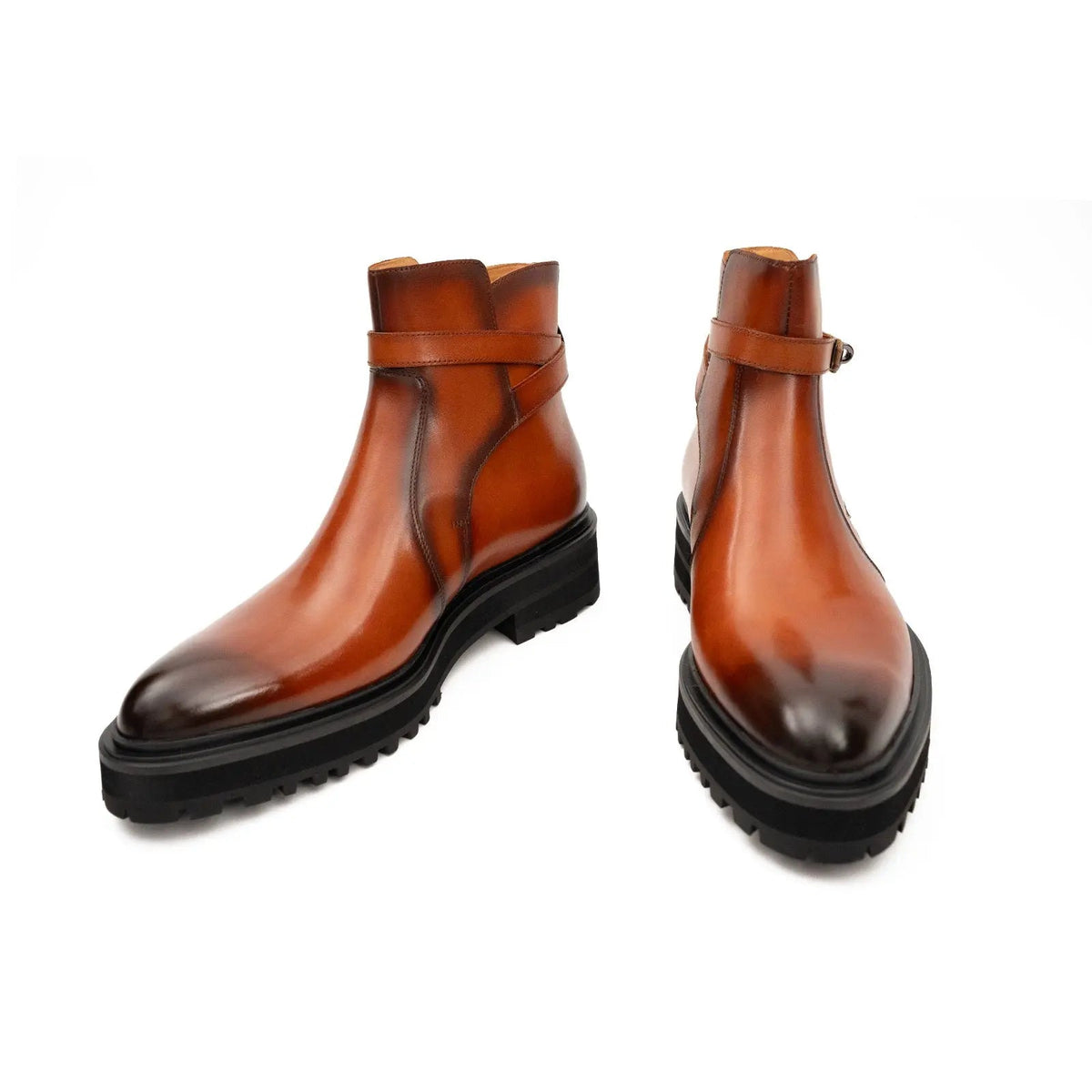 Orange-Brown Calf Leather Chelsea Boots