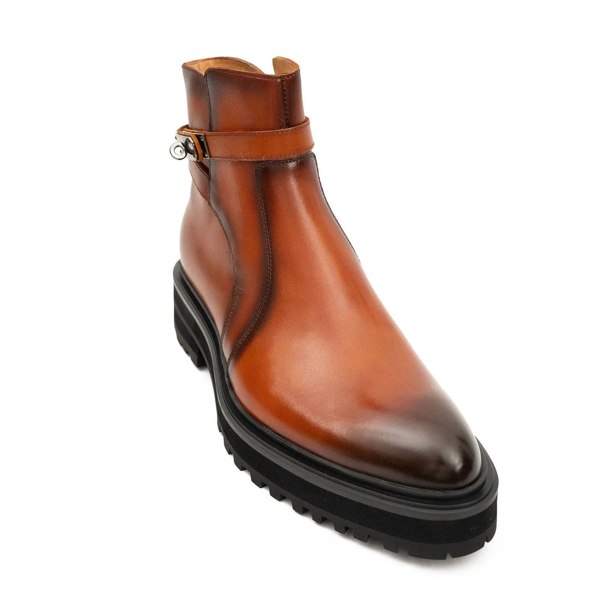 Orange-Brown Calf Leather Chelsea Boots