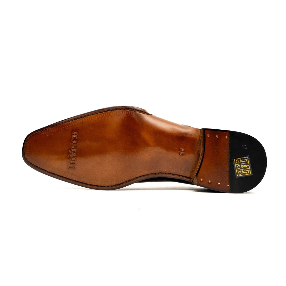Tan Square-Toe Calf Leather Oxford Shoes