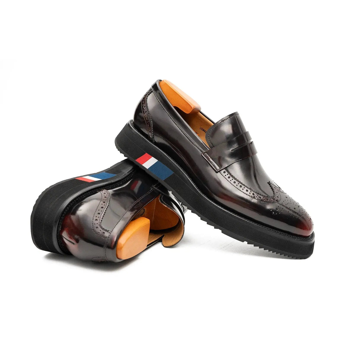 Burgundy Platform Calf Leather Loafers