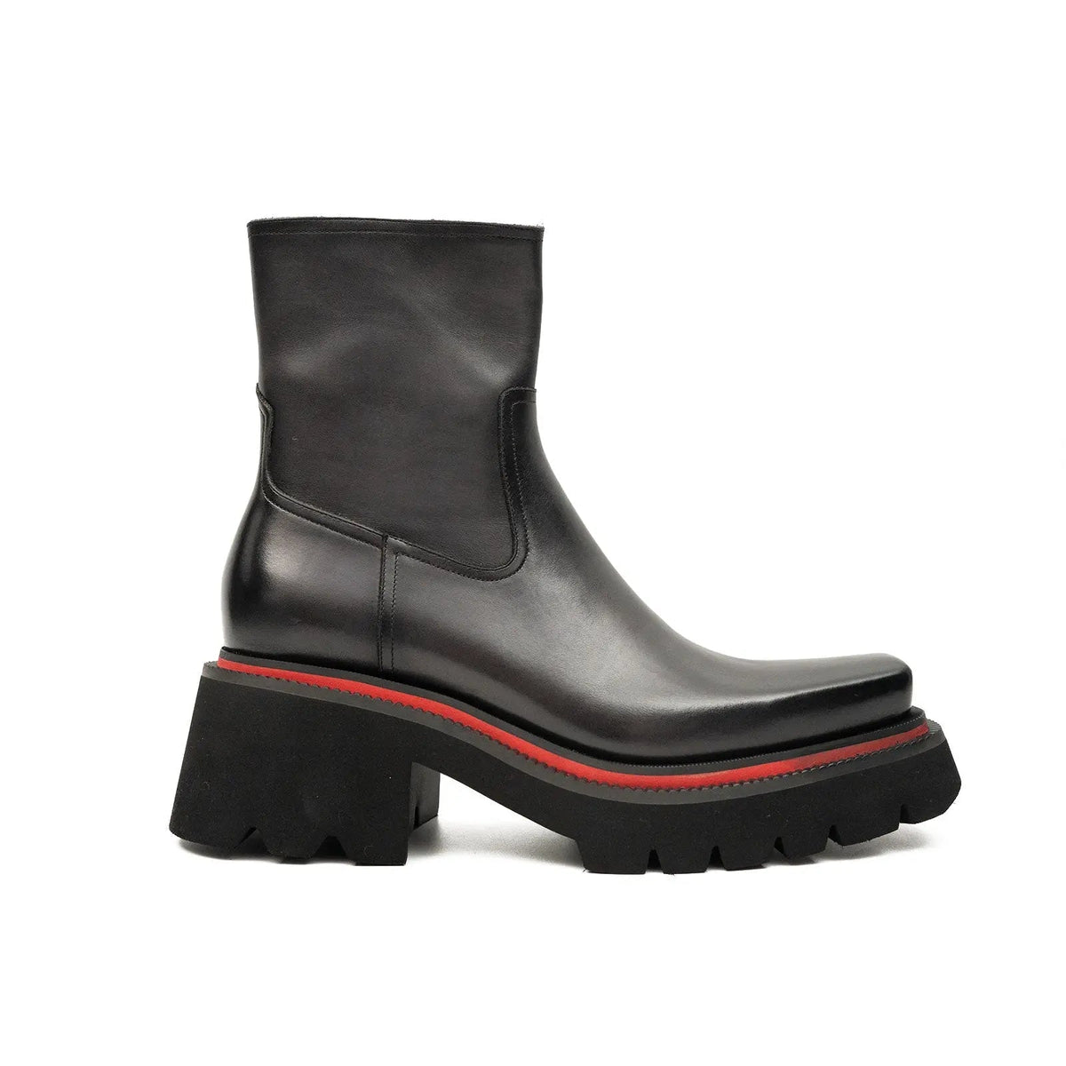 Gray Calf Leather Chelsea Boots