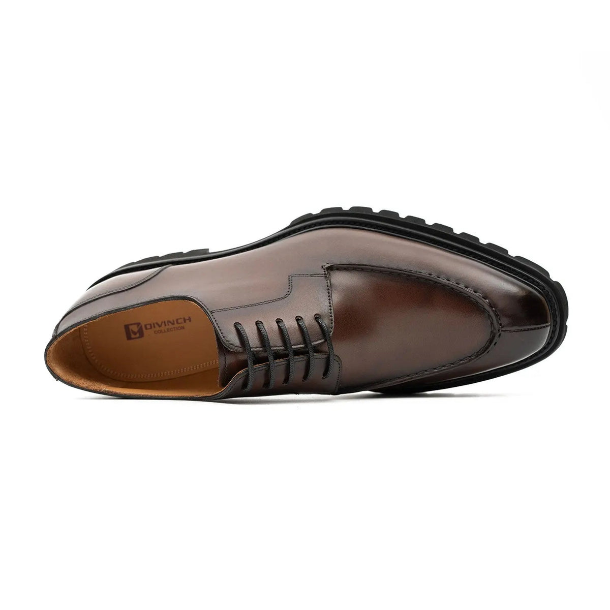 Brown Calf Leather Apron-Toe Derby Shoes