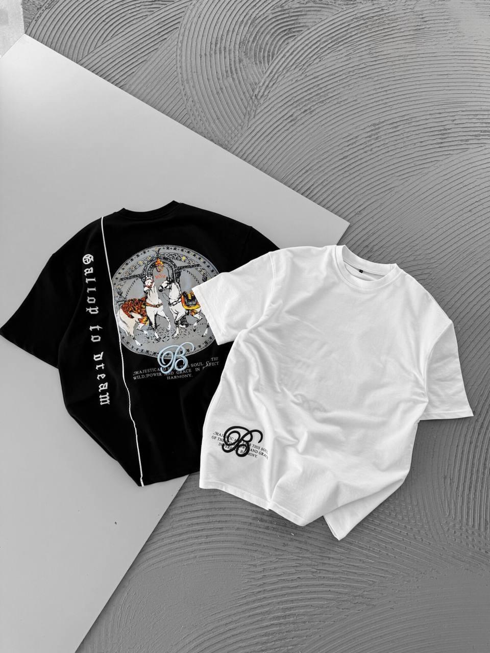 Men's Cotton T-Shirt with Detailed Back Print / Horse & Rider Graphic Tee