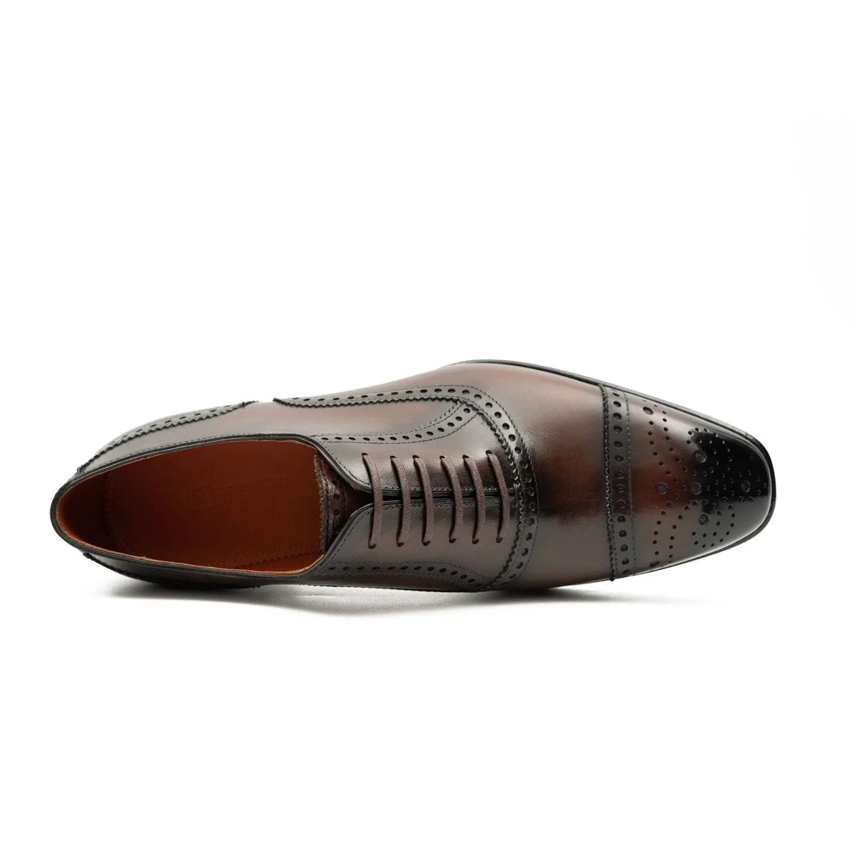 Brown Cap-Toe Calf Leather Oxford Shoes