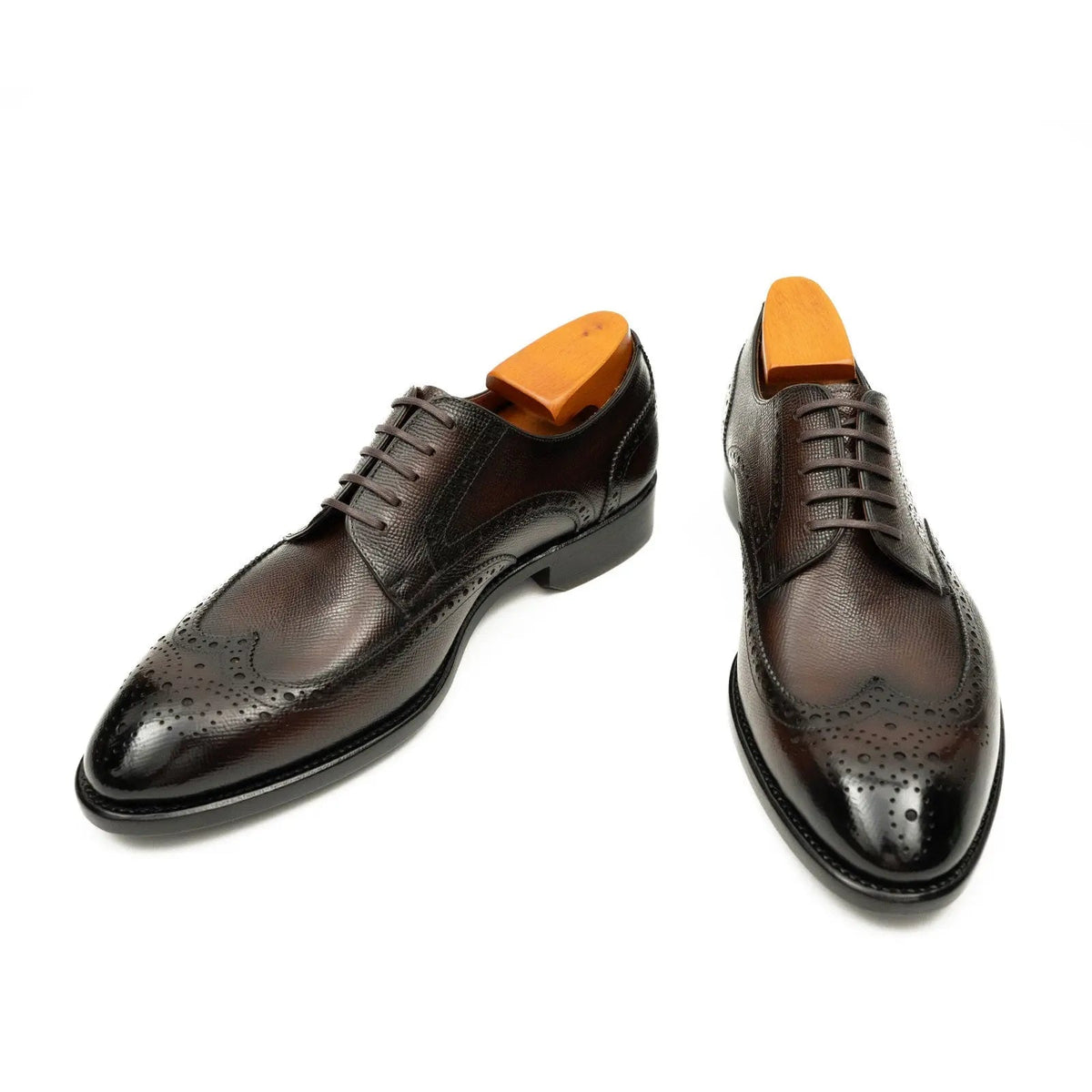 Brown Wingtip Calf Leather Oxford Shoes