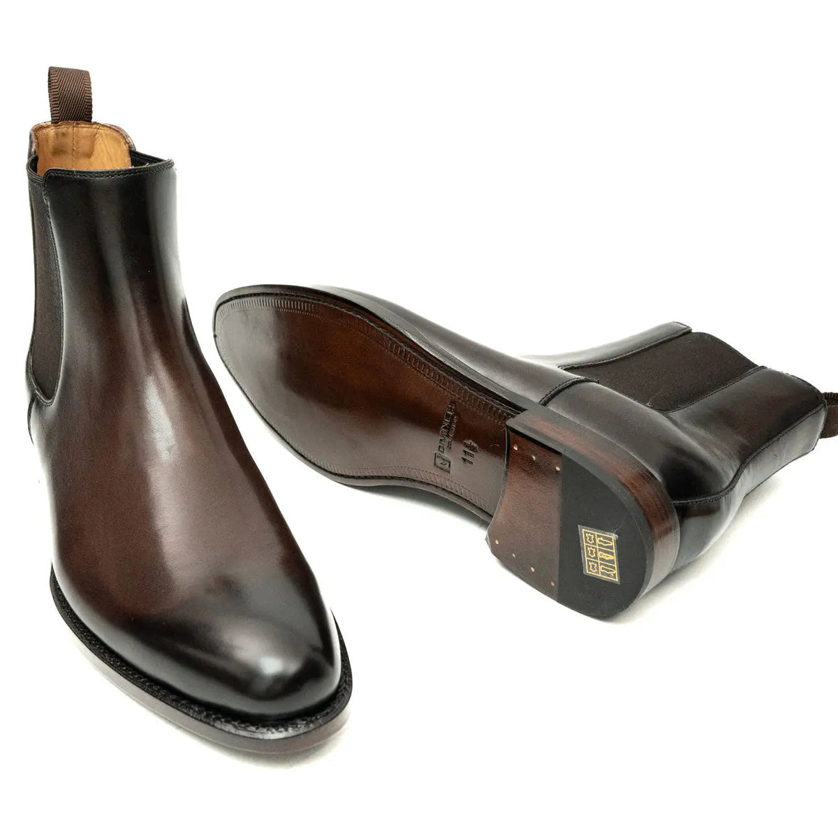 Dark Brown Plain-Toe Cow Leather Chelsea Boots