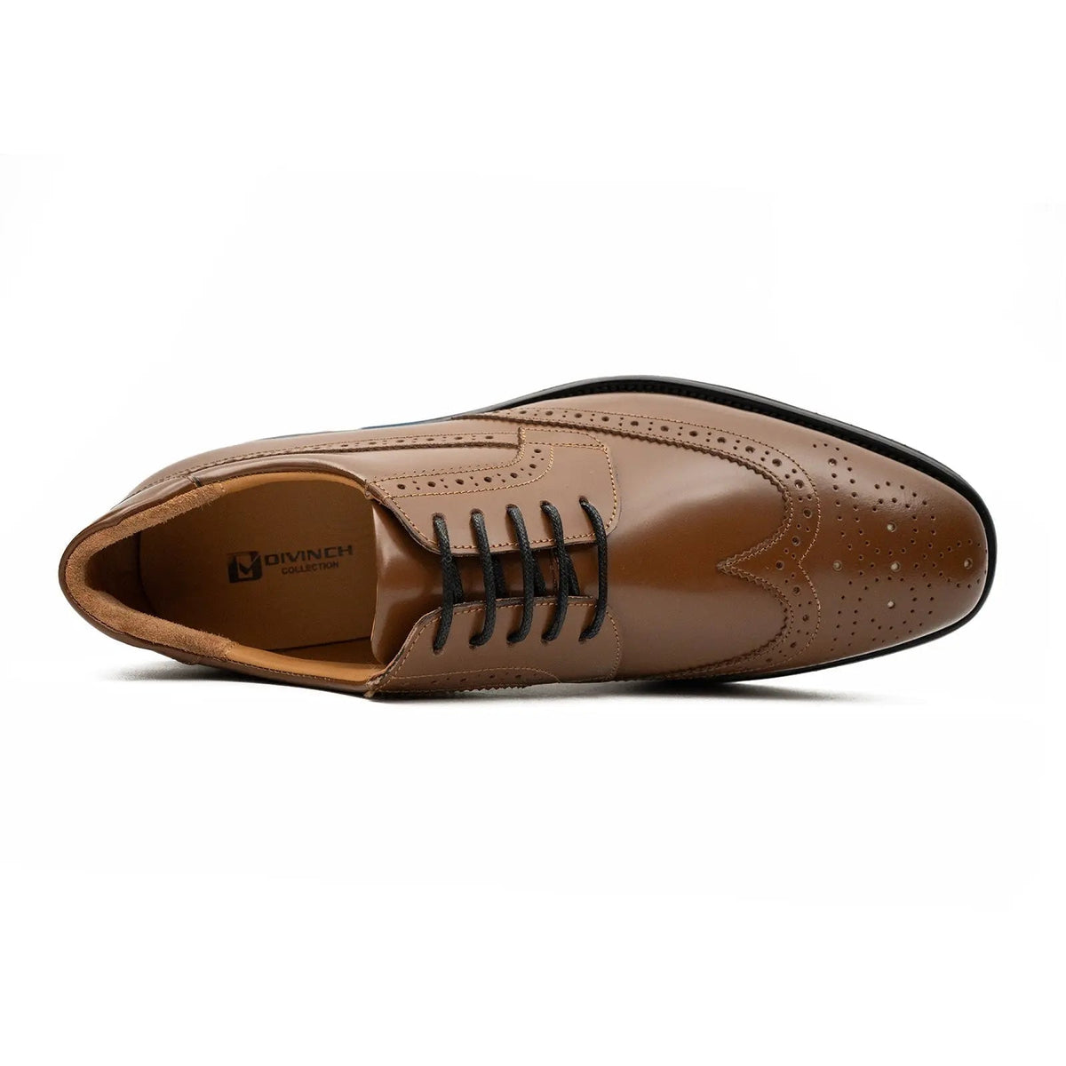 Tan Wingtip Calf Leather Derby Shoes