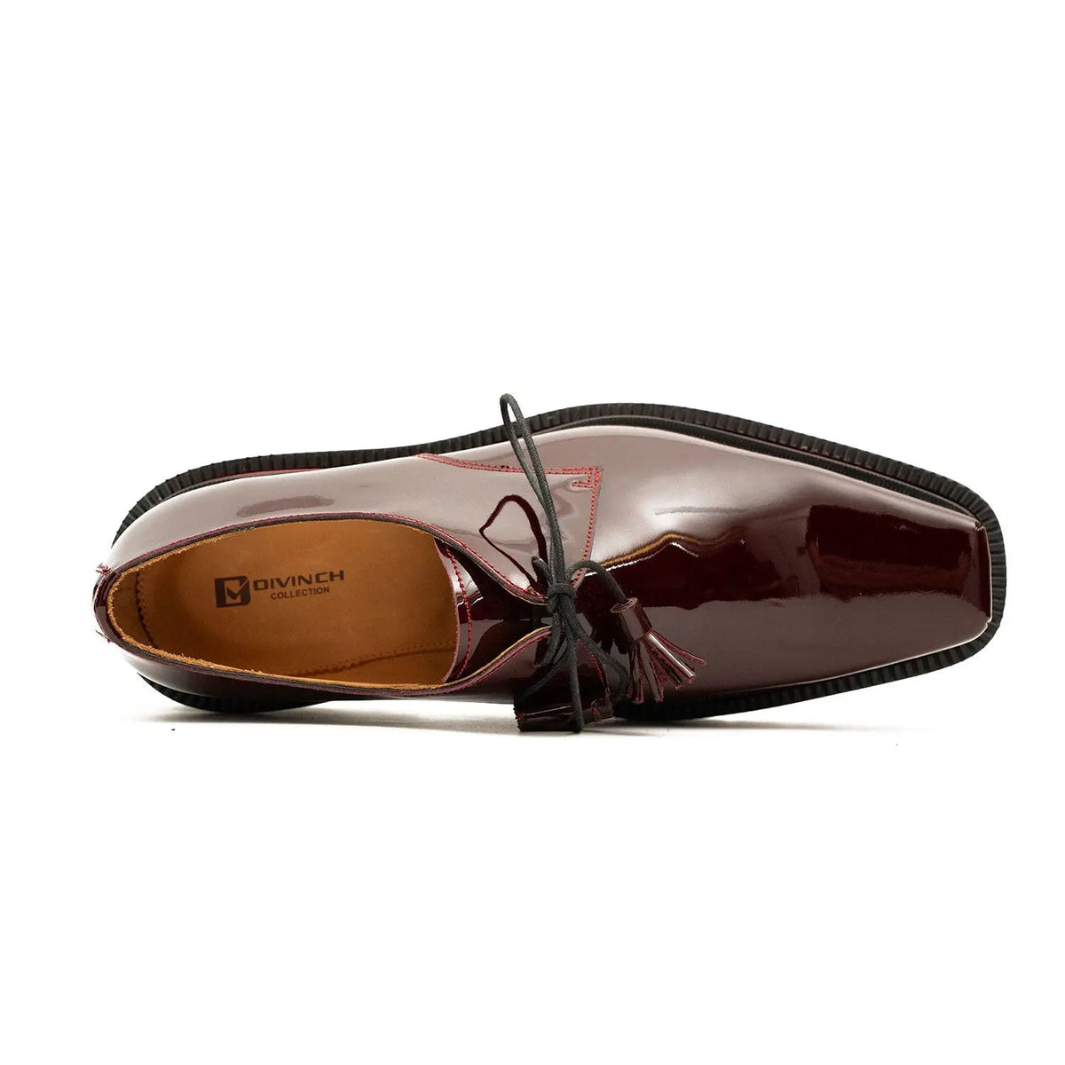 Wine Red Calf Leather Derby Shoes