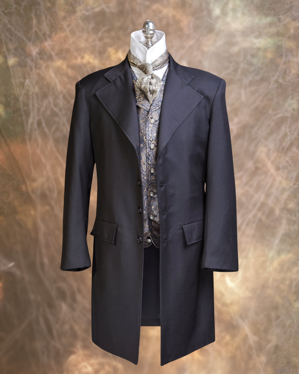 Chaqueta frac de lana gabardina negra para hombre