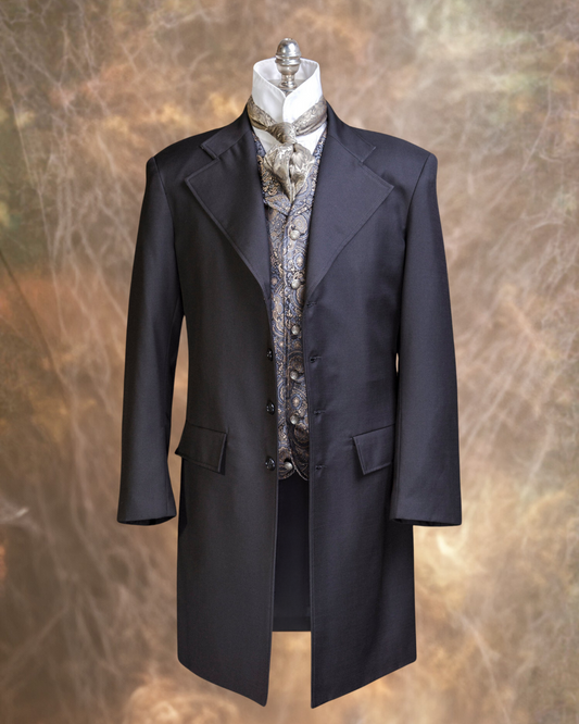 Chaqueta frac de lana gabardina negra para hombre