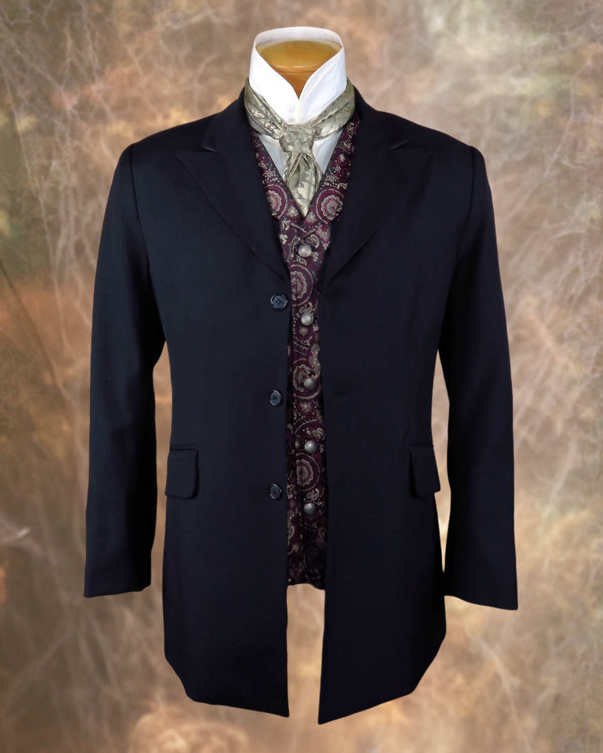 Abrigo de ciudad para hombre - Gabardina de lana negra - Blazer de corte occidental