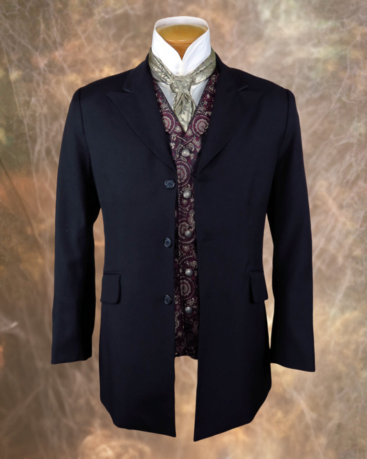 Abrigo de ciudad para hombre - Gabardina de lana negra - Blazer de corte occidental