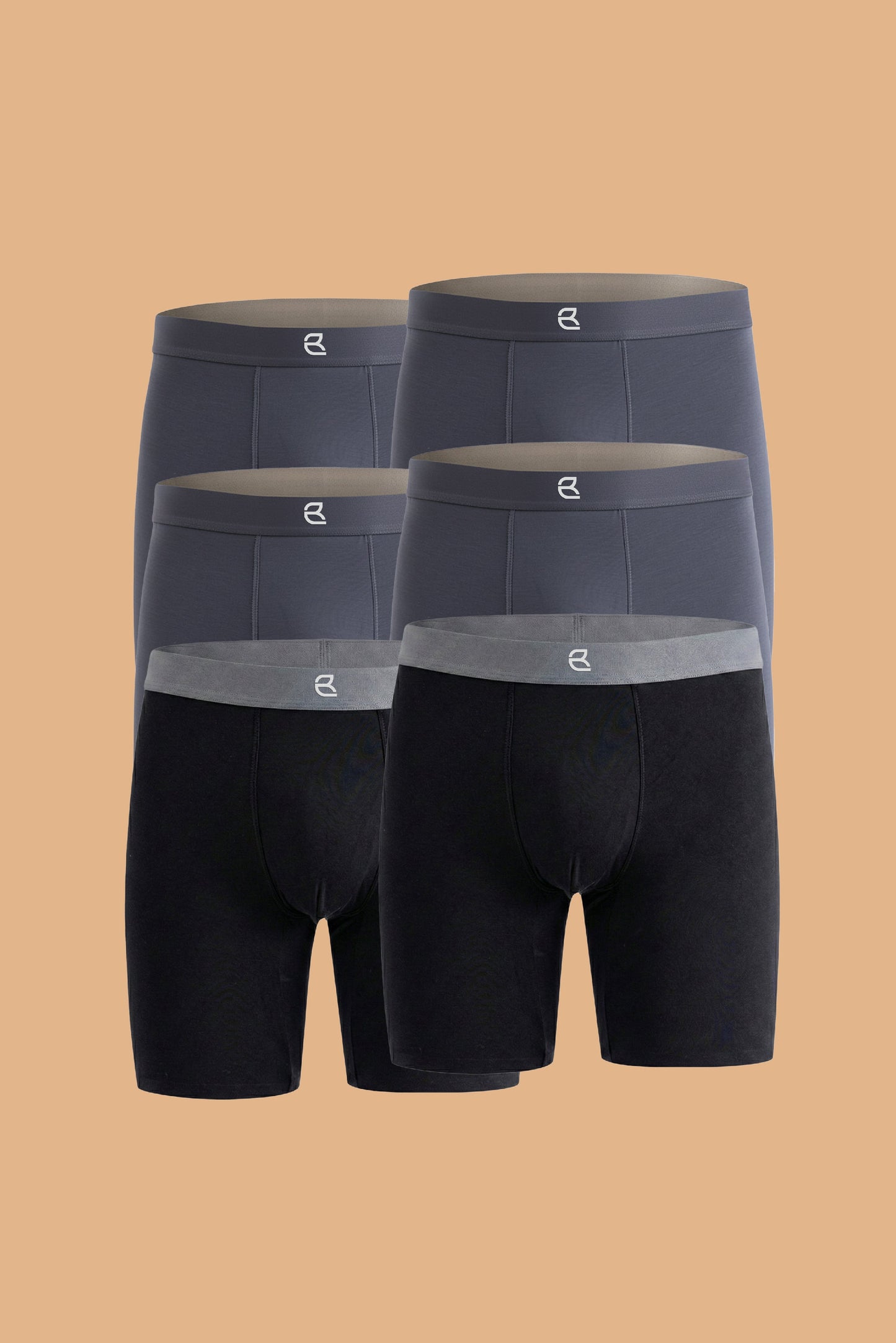 6-Pack Men’s Seamless Anti-Chafe Long Boxer Brief
