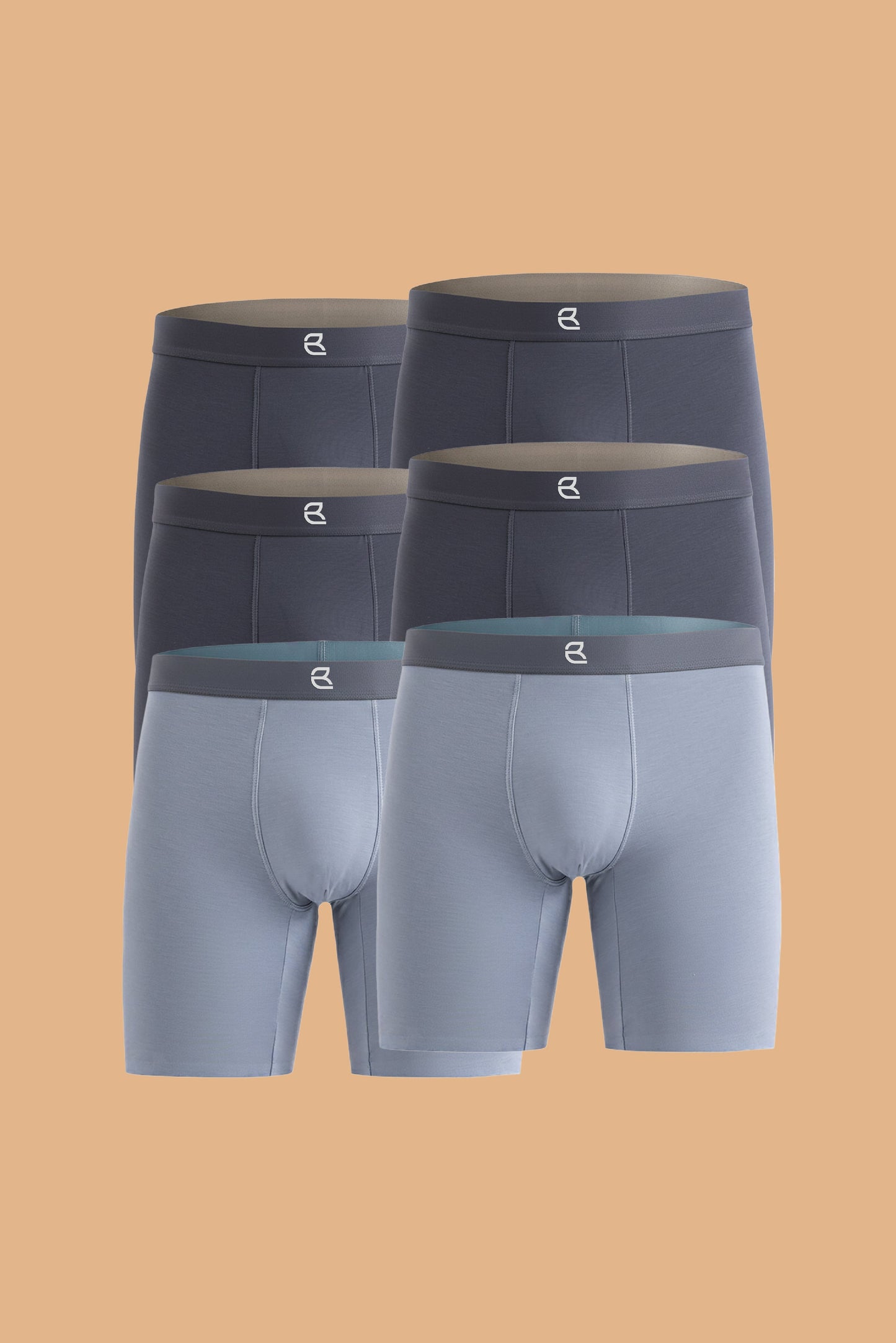 6-Pack Men’s Seamless Anti-Chafe Long Boxer Brief