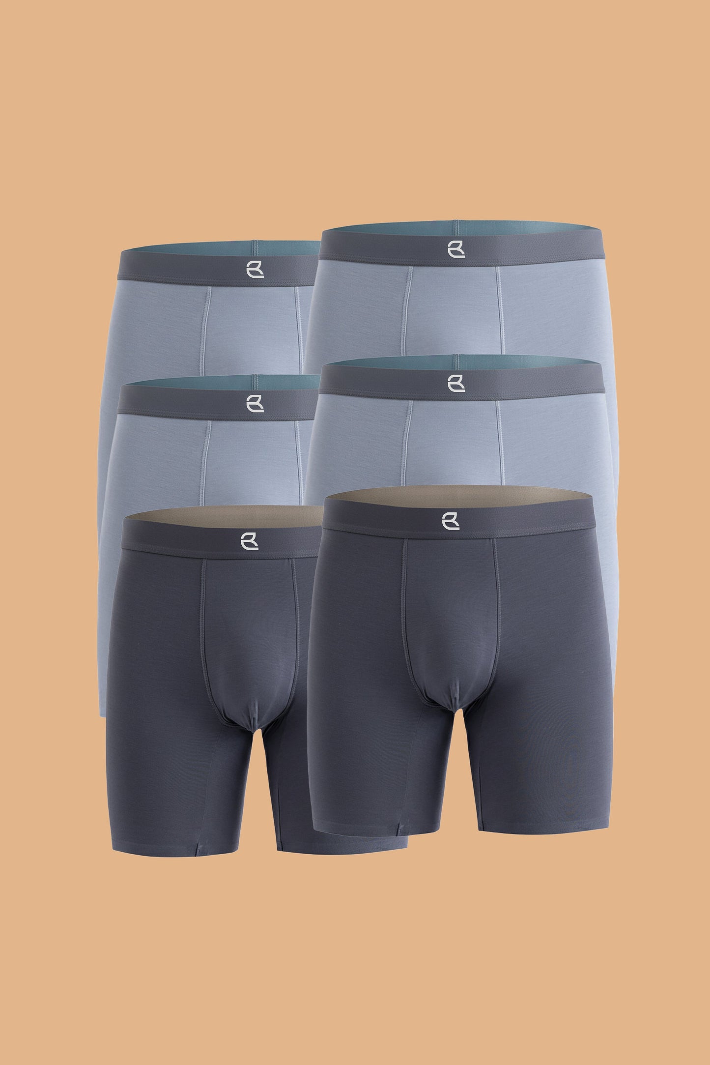 6-Pack Men’s Seamless Anti-Chafe Long Boxer Brief