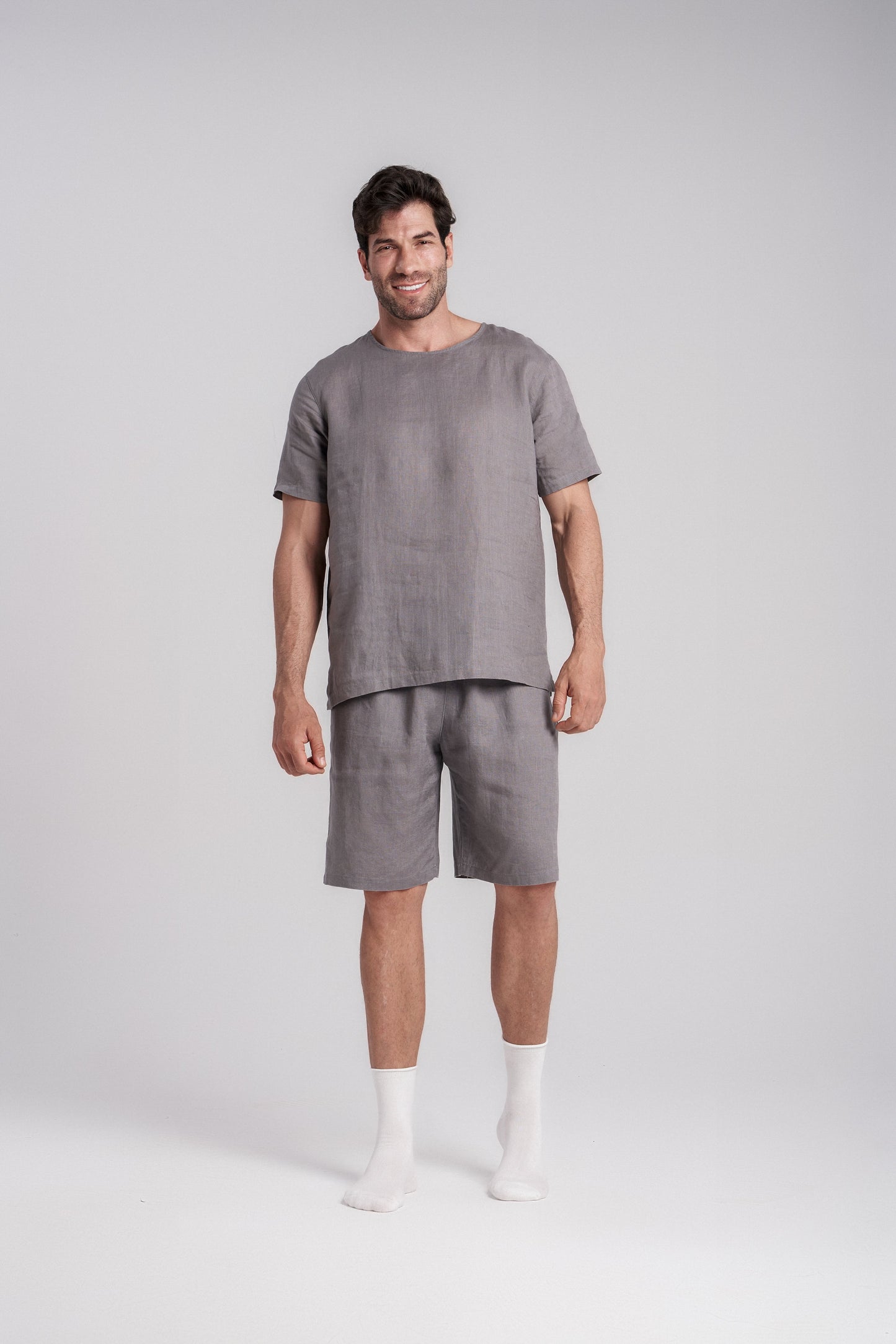 Men's Short-Sleeve Linen Sleepwear