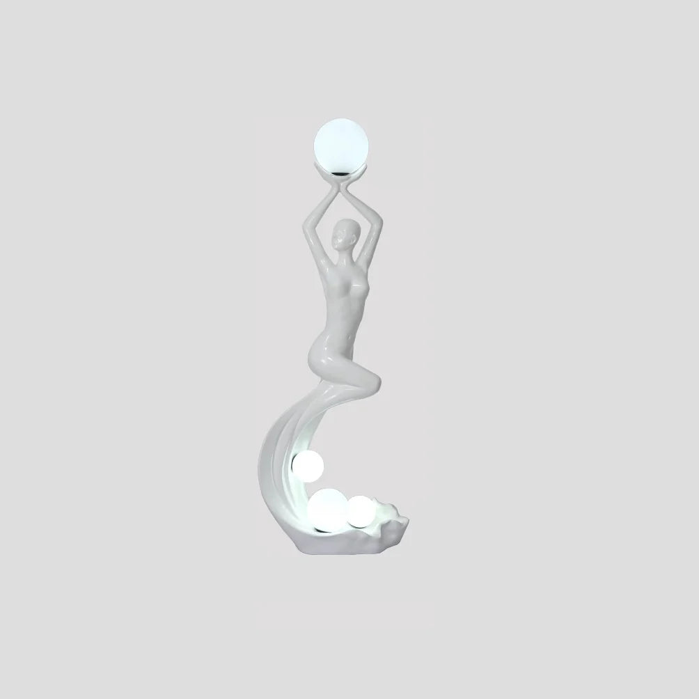Lámpara de pie con escultura de sirena