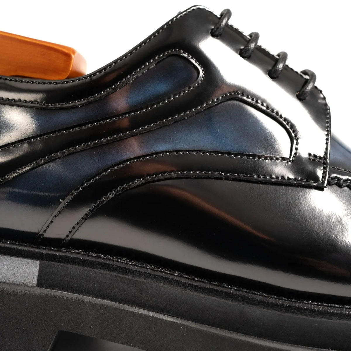 Blue-Black Calf Leather Derby Shoes