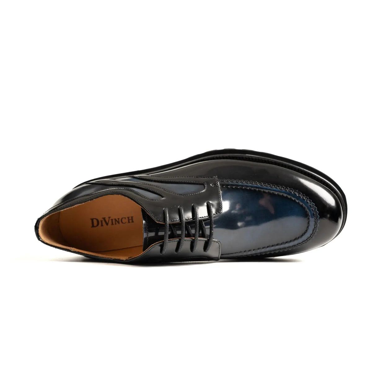 Blue-Black Calf Leather Derby Shoes