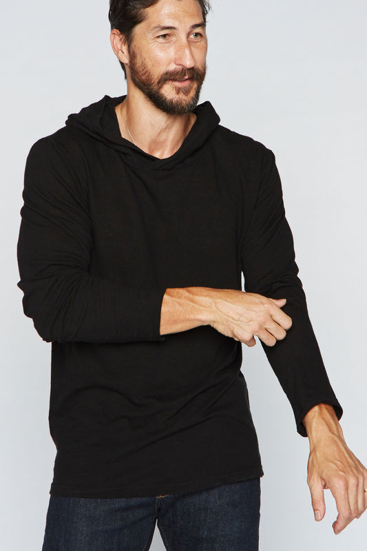 Sudadera con Capucha de Manga Larga de Lino para Hombre
