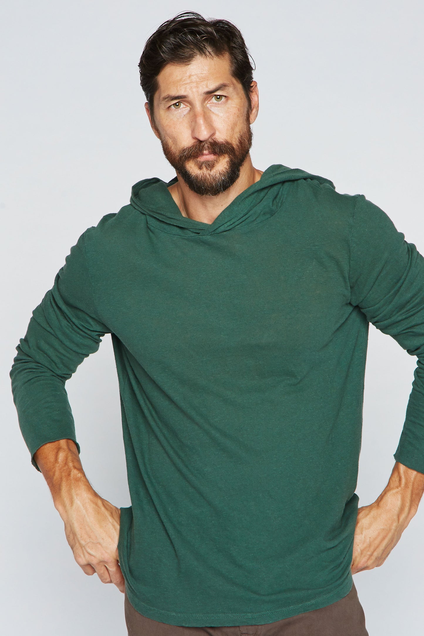 Sudadera con Capucha de Manga Larga de Lino para Hombre