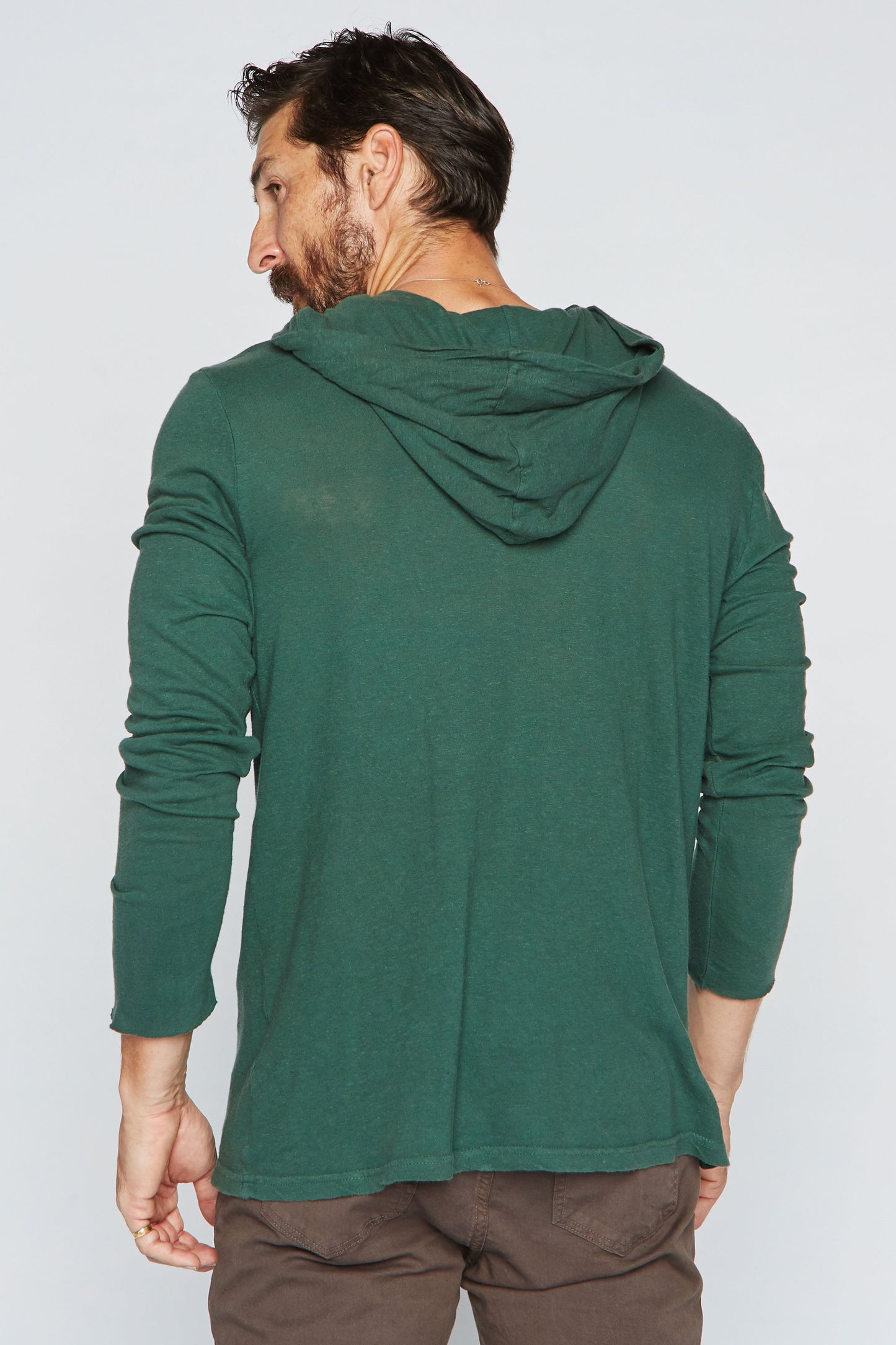 Sudadera con Capucha de Manga Larga de Lino para Hombre