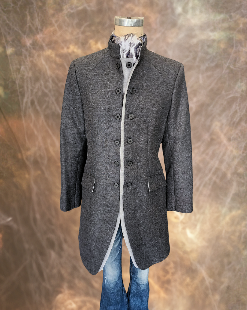 Abrigo militar de mujer - Gris (con detalles en gris claro)