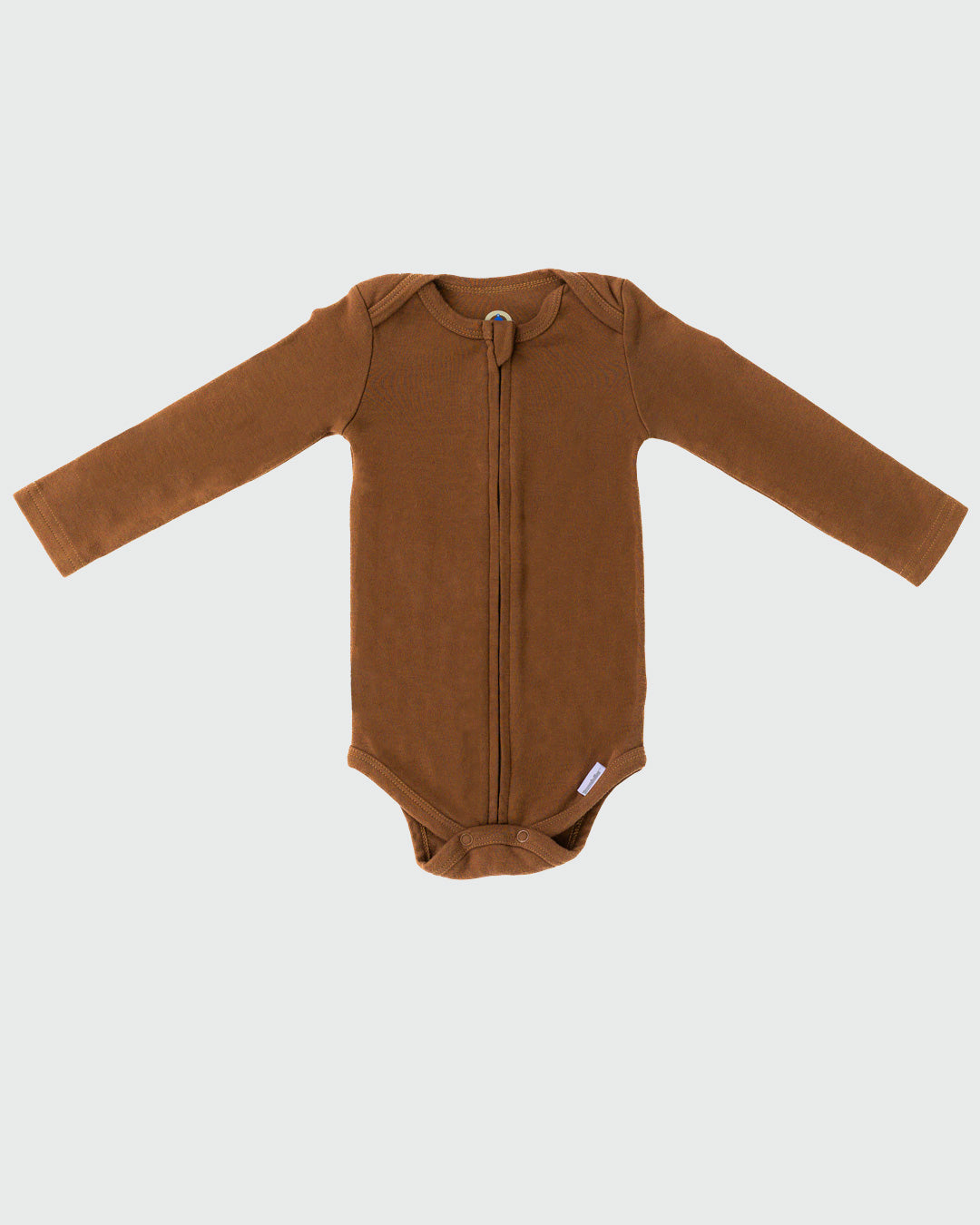 Long Sleeve Zipper Bodysuit in Mocha