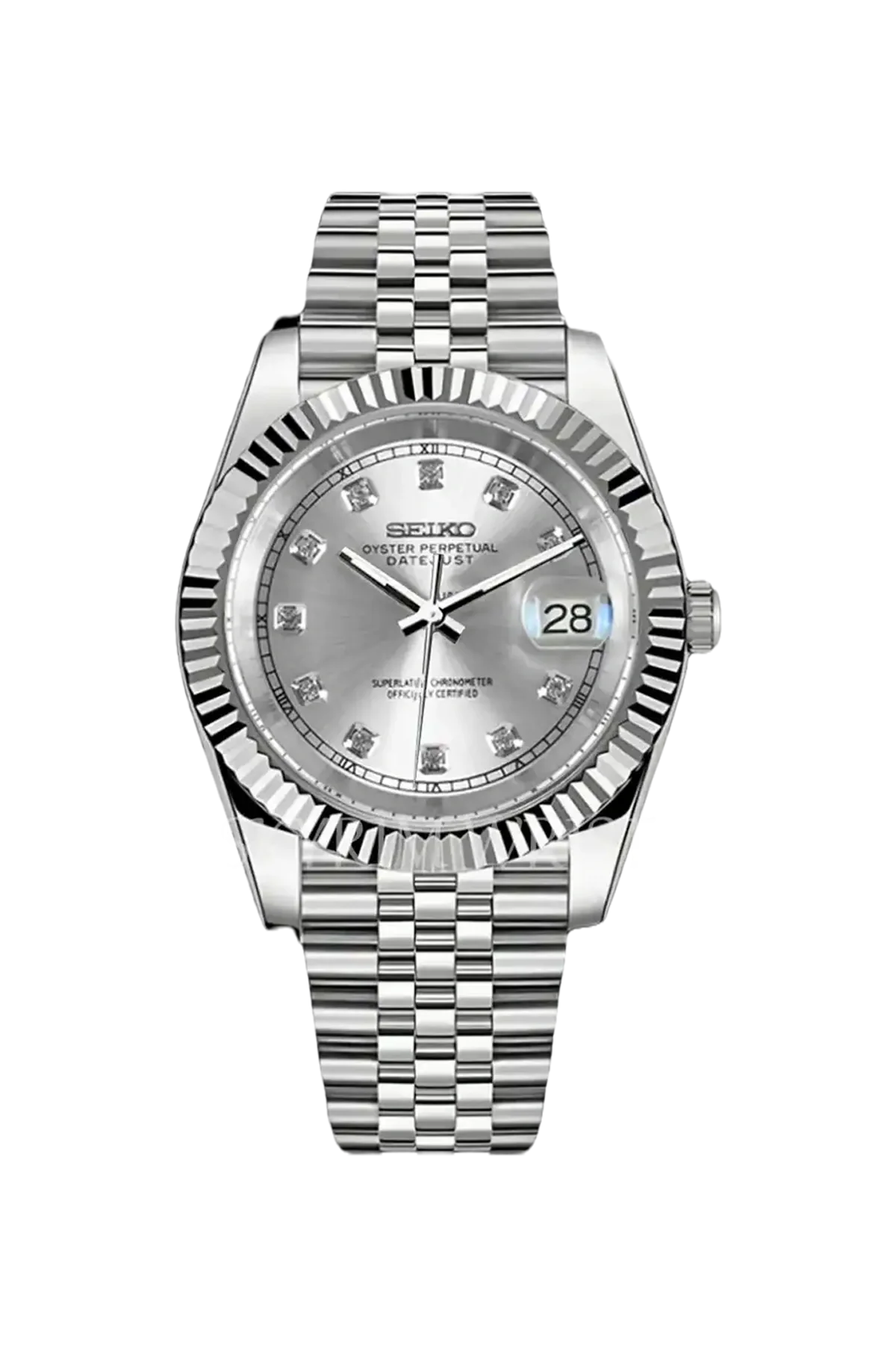 Mod Datejust Silver Diamond