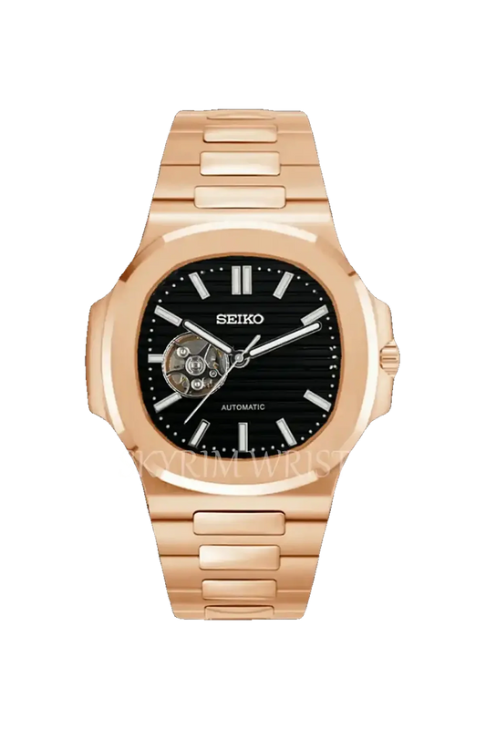 Mod Nautilus Rose Gold Skeleton Black