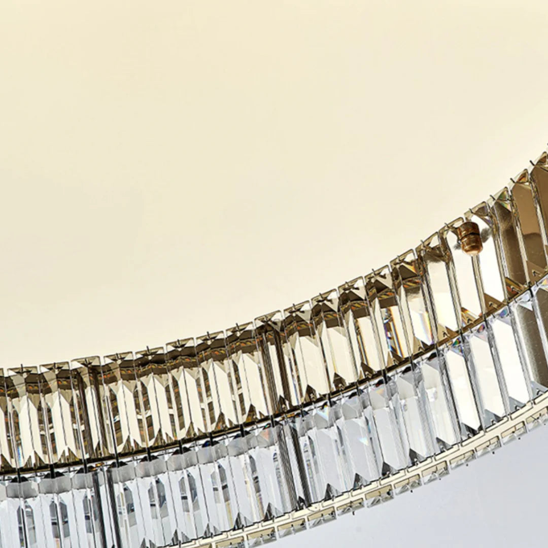 Lámpara de techo redonda de cristal dorado