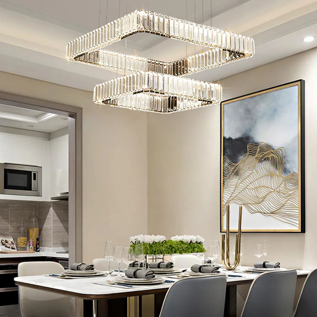 Candelabro moderno cuadrado de cristal