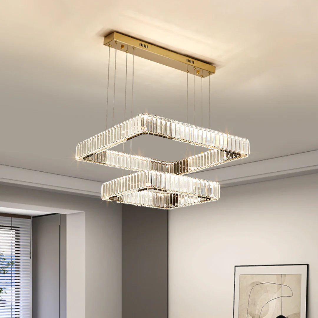 Candelabro moderno cuadrado de cristal