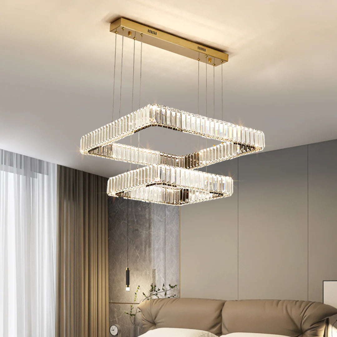 Candelabro moderno cuadrado de cristal