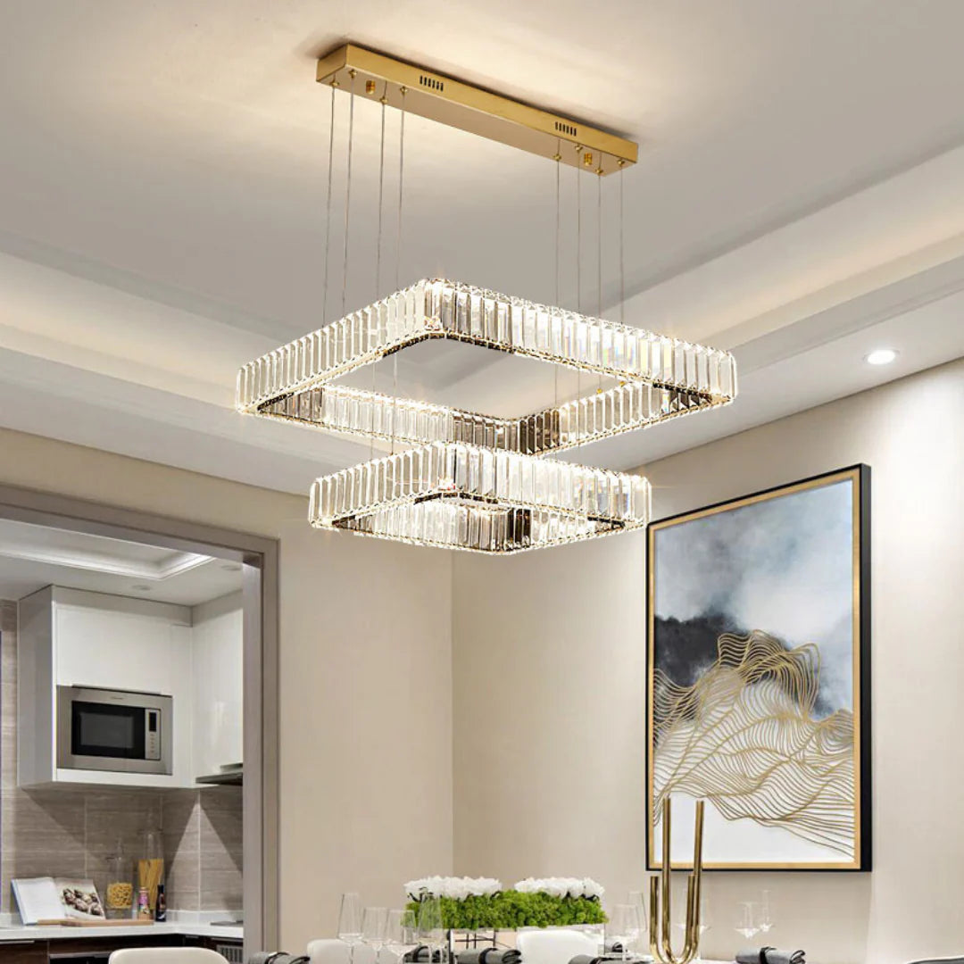 Candelabro moderno cuadrado de cristal