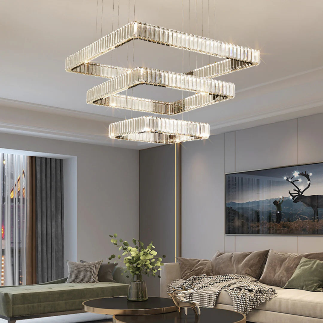 Candelabro moderno cuadrado de cristal