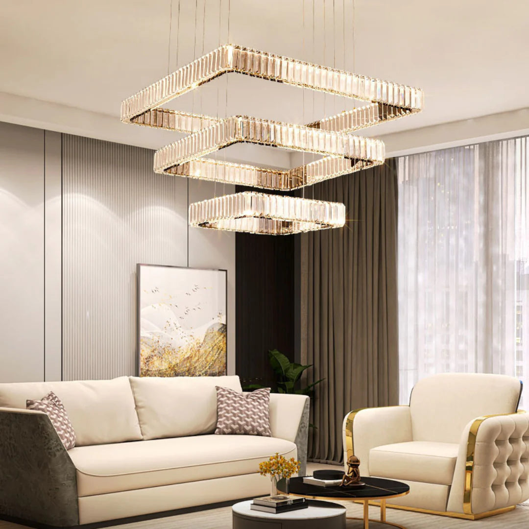 Candelabro moderno cuadrado de cristal