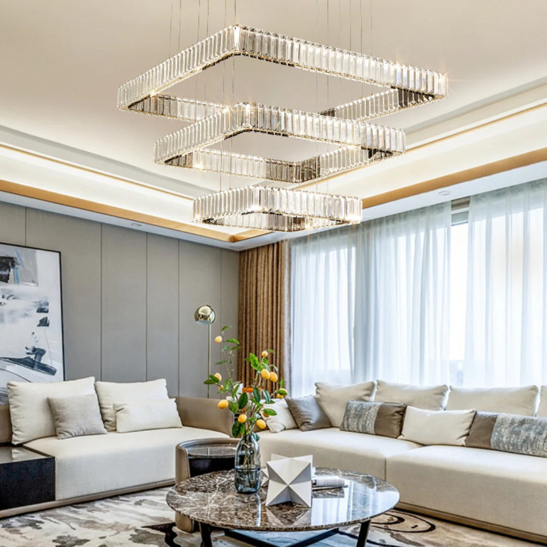 Candelabro moderno cuadrado de cristal
