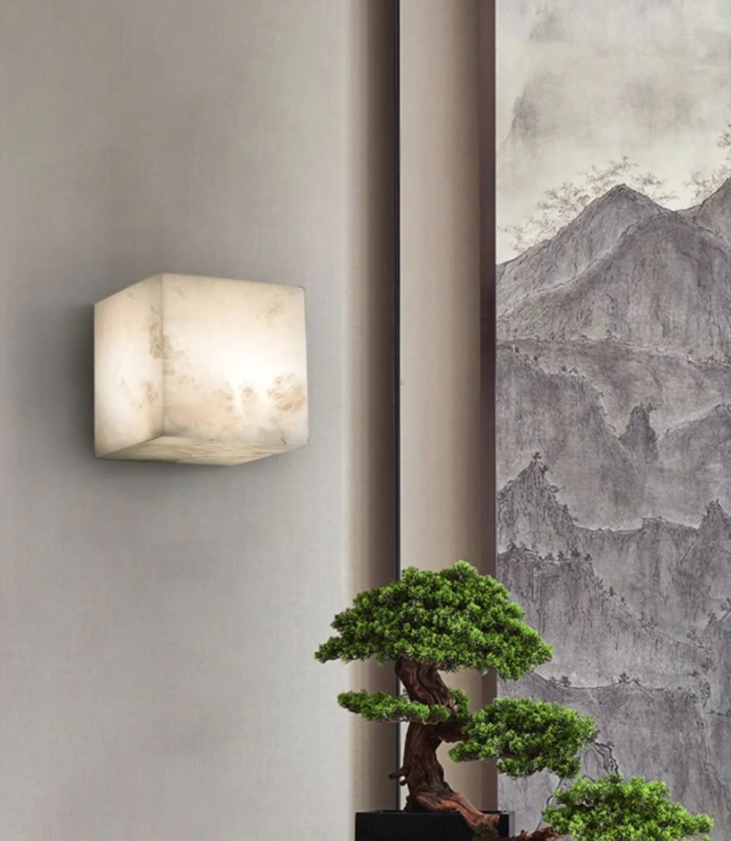 Aplique de pared moderno de alabastro cuadrado