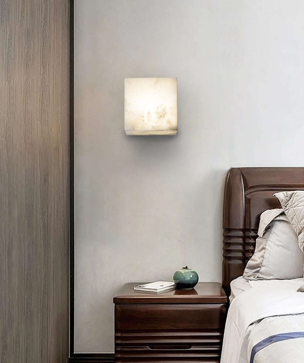 Aplique de pared moderno de alabastro cuadrado