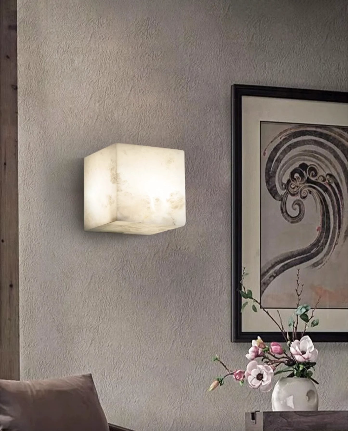 Aplique de pared moderno de alabastro cuadrado