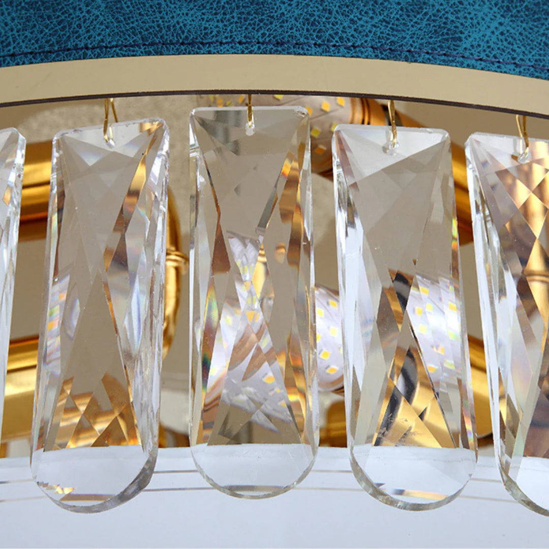 Lámpara de Techo de Cristal con Cuero Moderno