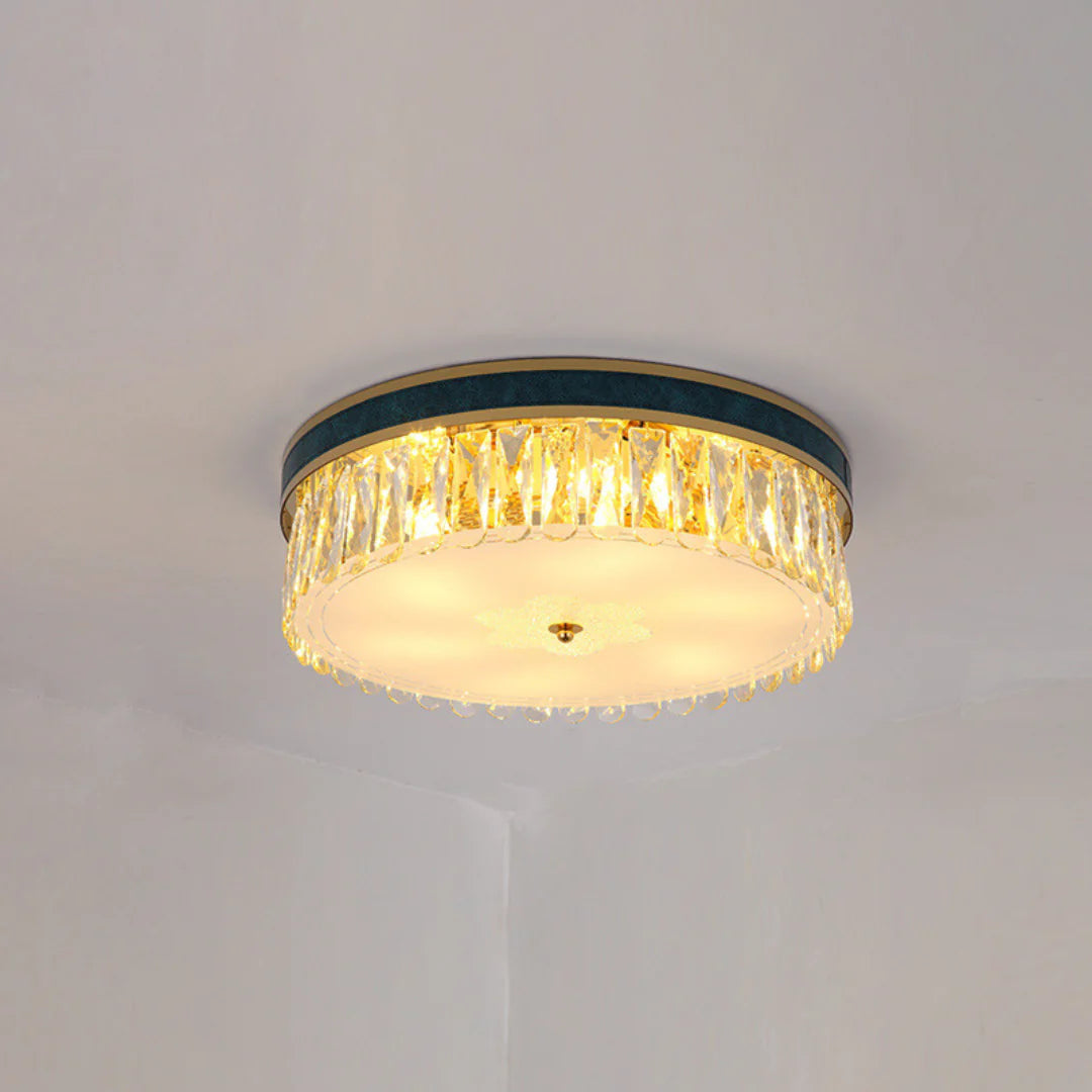 Lámpara de Techo de Cristal con Cuero Moderno