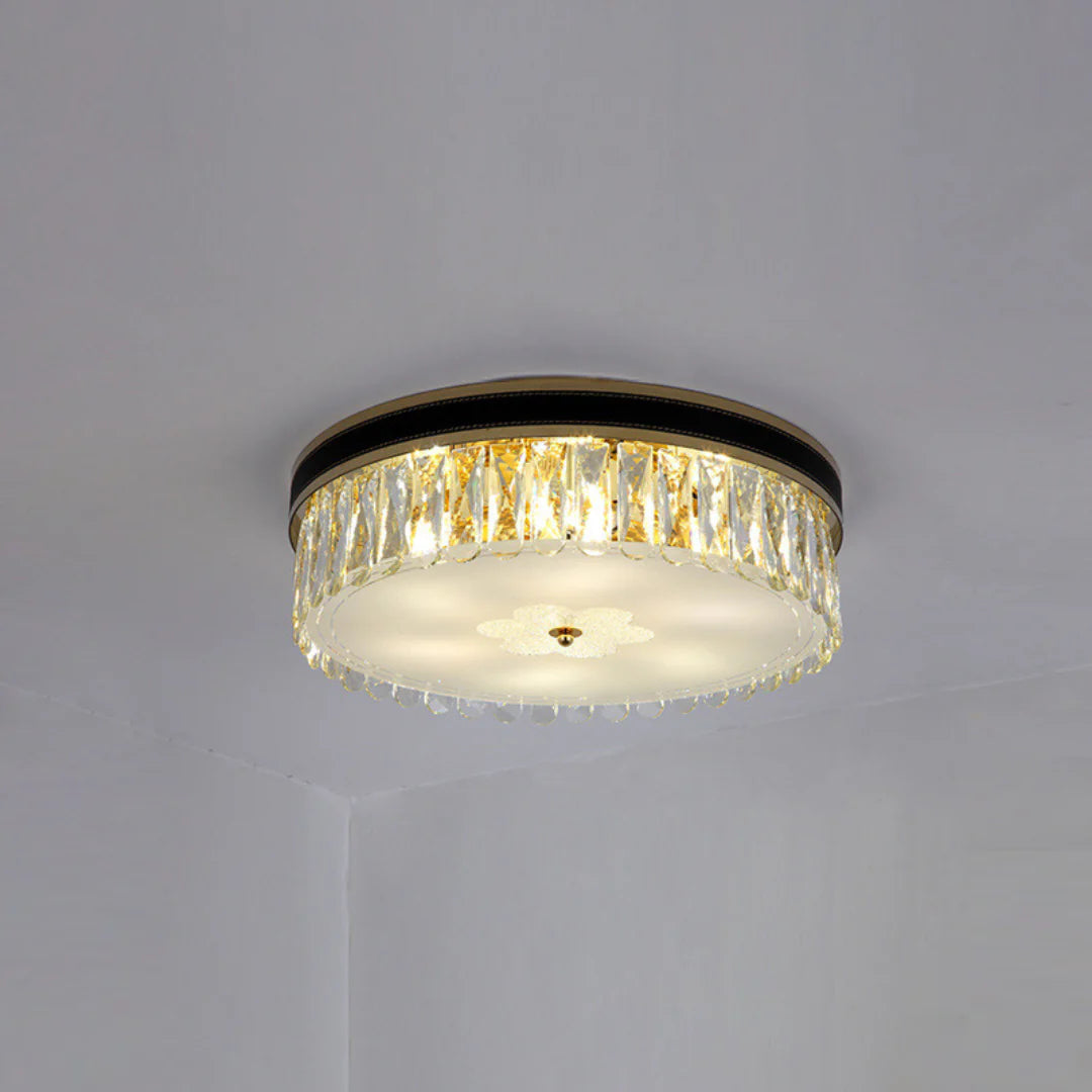 Lámpara de Techo de Cristal con Cuero Moderno