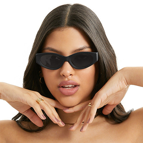 Kat x Money Moves - Black Cateye Sunglasses