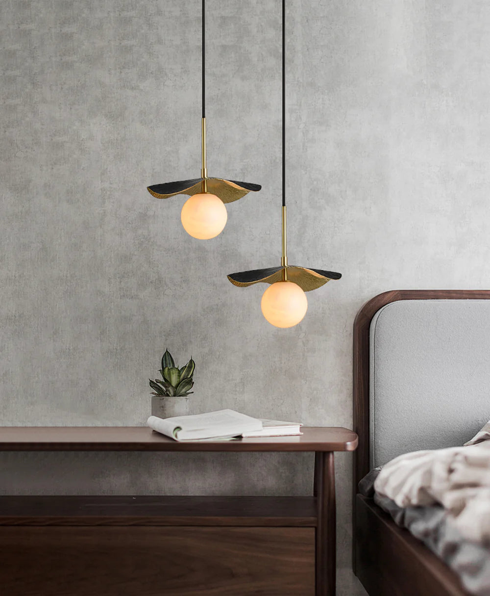 Lámpara Colgante de Latón Montera Alabastro