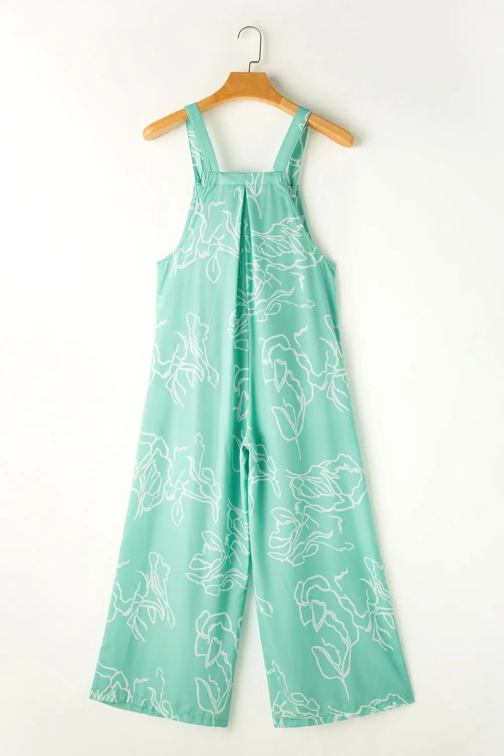 Love Salve Women's Green Printed Overalls — Wide Leg Casual Jumpsuit